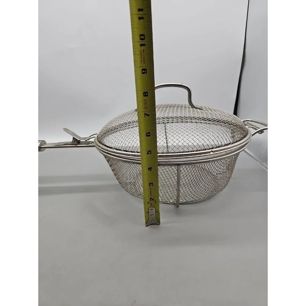Williams Sonoma Wire Mesh Grill Deep Fry Basket Strainer Collender W/ Lid 11.5x4